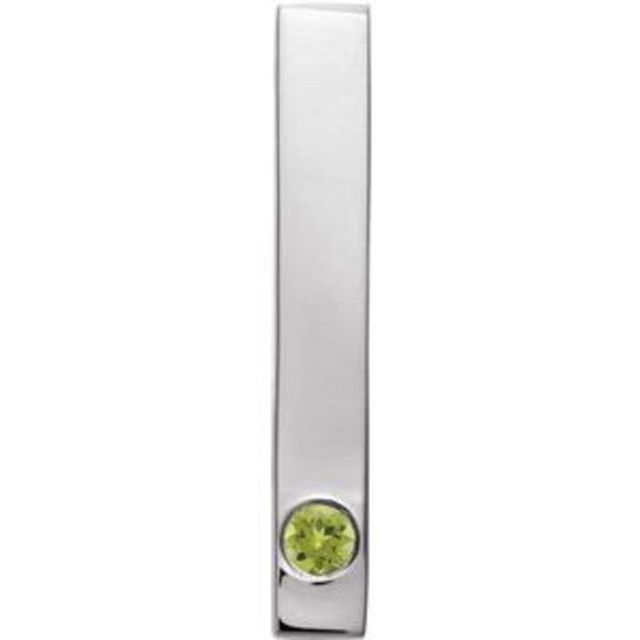Kazi Luxury 14K White Gold Natural Peridot Family Engravable Bar Pendant